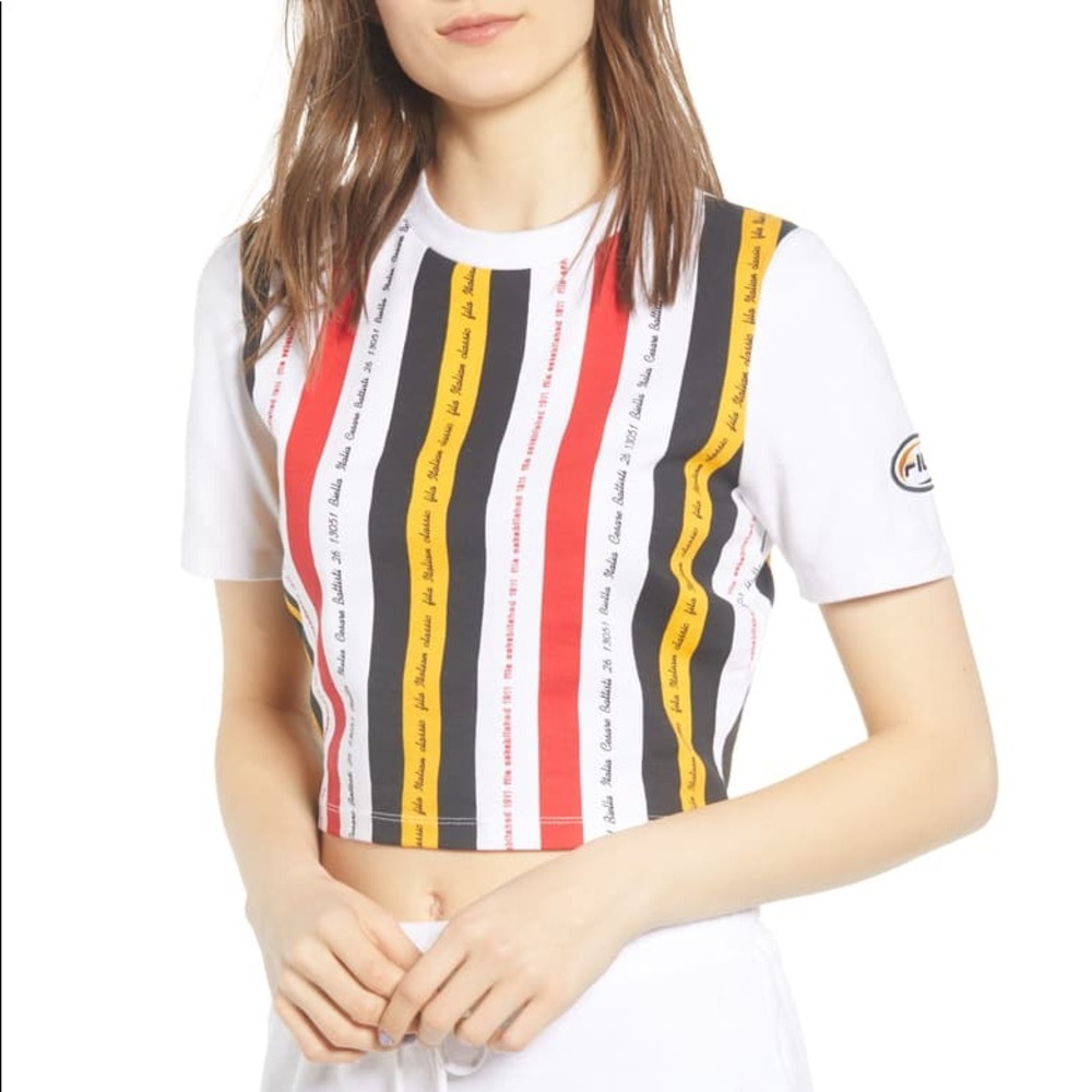 Fila Juana Stripe Crop Top Tee T-Shirt
